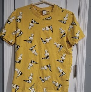 Peanuts Yellow Graphic T-Shirt Snoopy  SMOKE FREE HOME